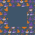 Wizard hat Halloween colored different hats stars magic magic wand purple orange colors Royalty Free Stock Photo