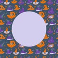 Wizard hat Halloween colored different hats stars magic magic wand purple orange colors Royalty Free Stock Photo