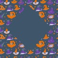 Wizard hat Halloween colored different hats stars magic magic wand purple orange colors Royalty Free Stock Photo