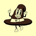 Wizard hat 30s cartoon mascot character 40s, 50s, 60s old animation style.