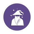 wizard icon in badge style. One of Magic collection icon can be used for UI, UX