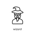 Wizard icon. Trendy modern flat linear vector Wizard icon on white background from thin line Fairy Tale collection