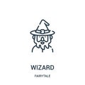 wizard icon vector from fairytale collection. Thin line wizard outline icon vector illustration
