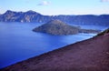 Wizard Island Blue Crater Lake Black Rim Oregon Royalty Free Stock Photo