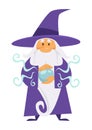 Wizard or magician, witchcraft and crystal ball, isolated fairytale character