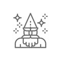 Wizard, magus, magician, thaumaturge line icon. Royalty Free Stock Photo