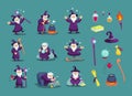 Wizard male character, mage, sorcerer in mantle and hat