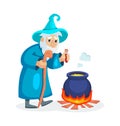 Wizard male character, mage, sorcerer in a mantle and hat Royalty Free Stock Photo