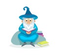 Wizard male character, mage, sorcerer in a mantle and hat