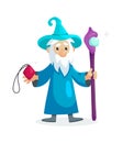 Wizard male character, mage, sorcerer in a mantle and hat