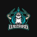 Wizard mascot logo design vector with modern illustration concept style for badge, emblem and t shirt printing. Angry wizard Royalty Free Stock Photo