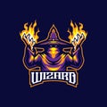 Wizard mascot logo design vector with modern illustration concept style for badge, emblem and t shirt printing. Fire wizard Royalty Free Stock Photo