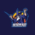 Wizard mascot logo design vector with modern illustration concept style for badge, emblem and t shirt printing. wizard Royalty Free Stock Photo