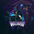 Wizard mascot logo design vector with modern illustration concept style for badge, emblem and tshirt printing. wizard illustration Royalty Free Stock Photo