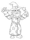 Wizard Merlin Cartoon Coloring Book Page