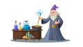 Wizard Performing Magic: Fantasy Character Mystical Powers, vector design Generative AI Royalty Free Stock Photo