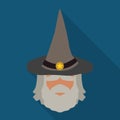 Wizard Sage with Pointy Hat, Vector Illustration