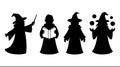 Wizard Silhouettes Spell Casting Reading Magic Effects Set Royalty Free Stock Photo