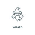 Wizard, sorcerer vector line icon, linear concept, outline sign, symbol