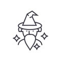 Wizard, sorcerer vector line icon, sign, illustration on background, editable strokes