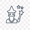 Wizard vector icon isolated on transparent background, linear Wi