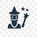 Wizard vector icon isolated on transparent background, Wizard t