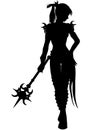 Wizard warrior woman silhouette Royalty Free Stock Photo