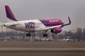 Wizz Air Airbus A320-232 aircraft landing on the runway Royalty Free Stock Photo