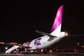 Wizz Air Airbus A320 at night Royalty Free Stock Photo