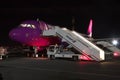 Wizz Air Airbus A320 at night Royalty Free Stock Photo