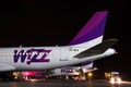 Wizz Air Airbus A320 at night Royalty Free Stock Photo