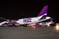 Wizz Air Airbus A320 at night Royalty Free Stock Photo