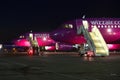 Wizz Air Airbus A320 at night Royalty Free Stock Photo