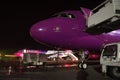 Wizz Air Airbus A320 at night Royalty Free Stock Photo