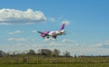 Wizz air plane landing Royalty Free Stock Photo