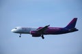 Wizz Air plane in the sky, landing Royalty Free Stock Photo