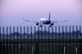 Wizz Air plane in the sky, landing on runway Royalty Free Stock Photo