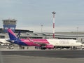 Wizz Air planes at WAW Chopin Airport in Warsaw, Poland Royalty Free Stock Photo