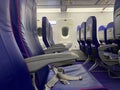 Wizzair aircraft inside empty seats without passengers