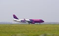 Wizzair aircraft landing in airport