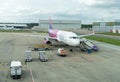 LUTON, ENGLAND - JULY 14, 2020: Wizzair Airplane in London Luton International Airport During the Corona Virus Quarantine.