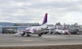 Wizzair airplanes at the airport