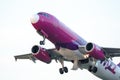 Wizzair commercial airplane takeoff from Otopeni airport in Bucharest Romania