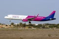 WizzAir A321 on finals Royalty Free Stock Photo