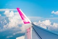 Wizzair logo on the wing of plane, view from the plane Royalty Free Stock Photo