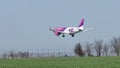 Wizzair plane landing on the runway, landing