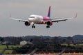 Wizzair plane approaching to airport in Luton Royalty Free Stock Photo