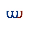 WJ Colored Logo Isolated. Letters Icon. Royalty Free Stock Photo