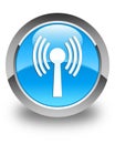 Wlan network icon glossy cyan blue round button Royalty Free Stock Photo