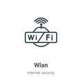 Wlan outline vector icon. Thin line black wlan icon, flat vector simple element illustration from editable networking concept